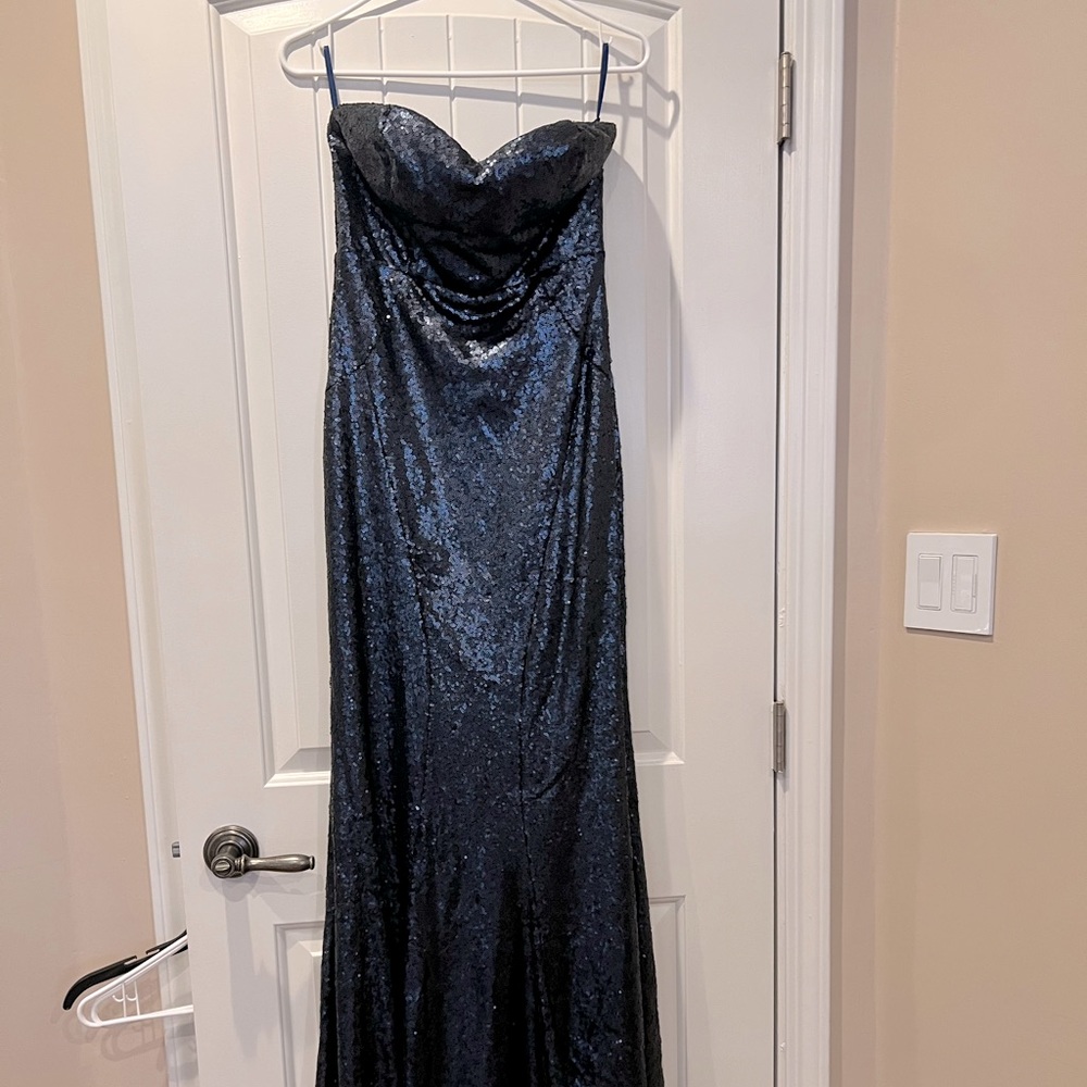 Sequin Navy Blue Prom/Banquet/Ball/Wedding Guest Dress